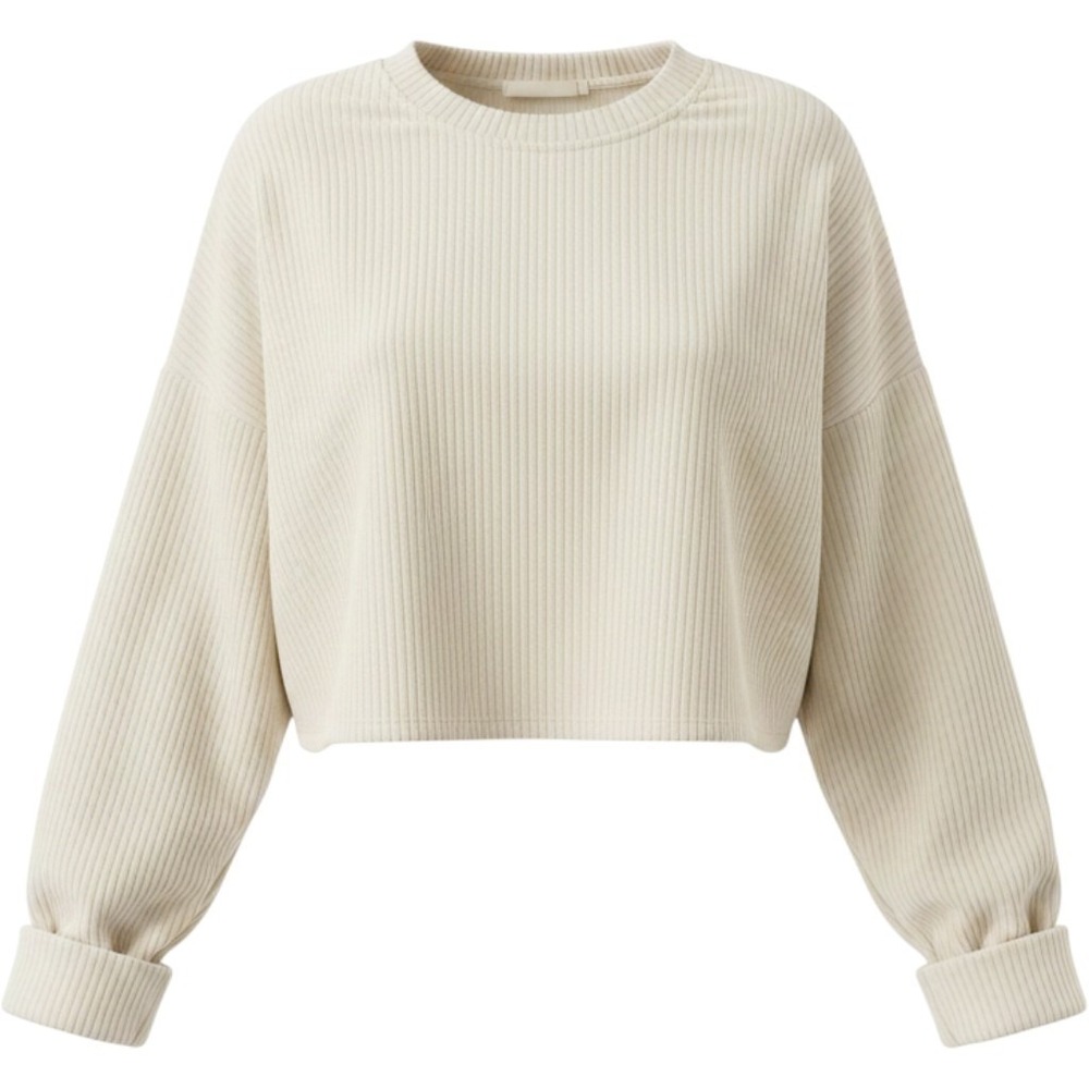 Altar'd State Cream Long Cuffed Sleeve Ribbed Cotton Blend Sweater Womens S - Picture 1 of 6